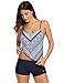 Ekouaer Womens Two Piece Swimsuit Sports Tankini Top Board Shorts Bikini Set,5976- Dark Blue,XL=US 8