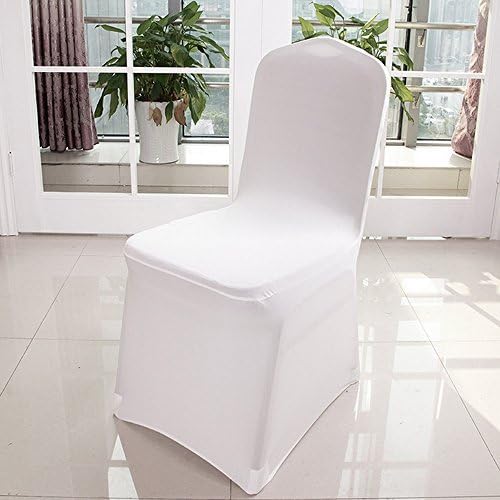 universal 100pcs Chair Covers Spandex/Lycra Metal & Plastic Folding Decoration For Wedding, Banquet, Party (White)