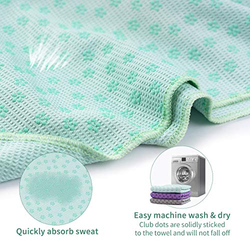 Galsports Non Slip Hot Yoga Towels, Skidless Waffle Texture, 100% Absorbent Odorless Microfiber, Standard Sized 24''x72'' Mat Towel, Ideal for Hot Yoga, Bikram, Pilates (Mint Green)