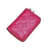 Women RFID Blocking Credit Card Holder Wallet Men Leather Multi Zipper Purse (pink)