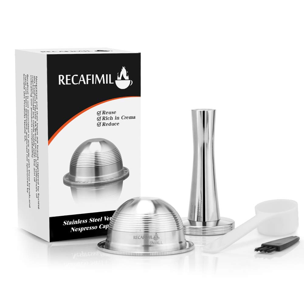 Recafimil Refillable Reusable NESPRESSO VERTUO Coffee Espresso Capsule Reusable Pod Stainless