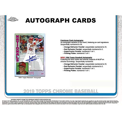 2019 Topps Chrome Baseball Series Unopened Blaster Box of Packs with 4 Blaster Exclusive Sepia Refractor Cards and a Chance for Autographed Rookie Cards of Pete Alonso and Vladimir Guerrero Plus