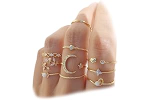 FUTIMELY Boho Retro Stackable Rings Sets for Teens Girls Women Rhinestone Knuckle Joint Finger Kunckle Nail Ring Sets