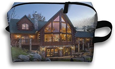 Beautiful Log Cabin Travel Cosmetic Bags Small Makeup Clutch Pouch Cosmetic And Toiletries Organizer Bag