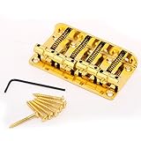 Musiclily 4 String Vintage Style Bass Hardtail Bridge for Fender Precision Jazz Bass Top Load Upgrade,Gold
