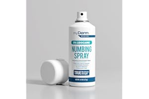Myderm Medical Numbing Spray - 4.5oz - Maximum Strength 5% Lidocaine with Phenylephrine HCl and Witch Hazel - Fast-Acting Reliever with A Touch-Free Application - First Aid Supplies - Made in USA