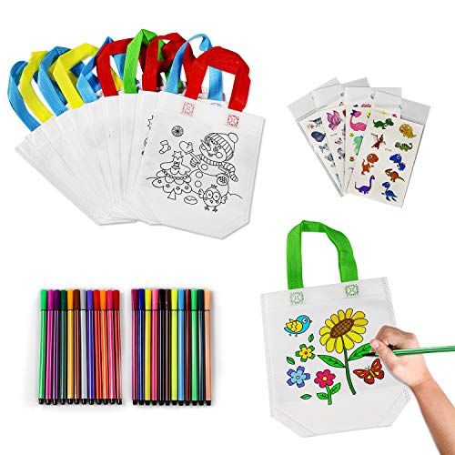 ایگرد | قیمت و خرید Yojoloin DIY Graffiti Taschen Kinder Stoffbeutel Set 12  Pcs Tasche Zum Bemalen and 24 Pcs Buntstifte Kinder Ideal für  Geburtstagsfeier Geschenke Schulen Kindergarten Feiern