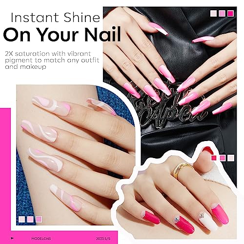 Modelones 20PCS Gel Nail Polish Kit with U V Light Starter kit-6 Colors Hot Pink Rose Red Soak Off Gel Polish Set, Portable Mini LED Lamp, Base Top Coat, All in One Manicure Kit DIY Salon Gift