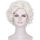 Miss U Hair Women's Short Curly Platinum Blonde Costume Wig Old Lady Wig Synthetic Everyday Party Hair 70’s Look