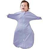 ZIGJOY Baby Transitional Swaddles for Newborns: 0.5 Tog Arms Up Sleep Sack 3-6-12 Months Soft Cotton Shark Fin 2 Way Zipper