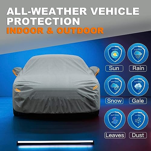 kayme Car Cover, Car Cover, Outdoor Waterproof Breathable Anti-UV Anti-Dust 5 Layers, Car Cover Compatible with T-ROC, 3008, Kadjar, Duster, Qashqai etc. for SUV up to 460 cm