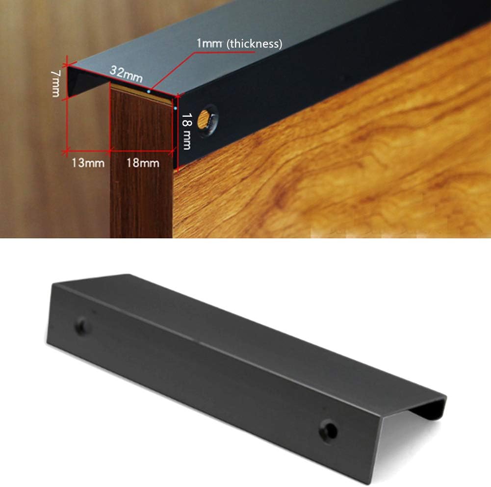 Tiberham Modern Style Finger Edge Pull, 4 Pack Heavy Duty Matte Black Door Handles - Image 4