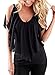 AlvaQ Womens Summer Sexy Silk Chiffon Ruffle Cold Shoulder Work Casual Tunic Top Blouses Medium Black…