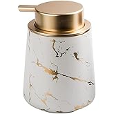 Hand Soap Dispenser Marble Dish Soap Dispenser Countertop Hand Lotion Pump Bottles Ceramic Lotion Container Refillable Liquid Hand Soap Jar Shower Dispenser for Bathroom Kitchen (Marble Matte White)