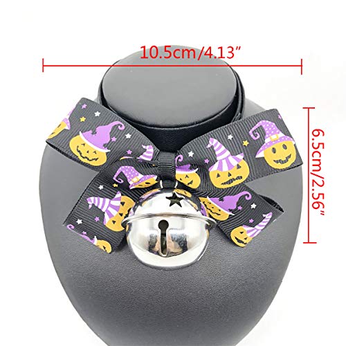 Vehomy Dog Cat Halloween Costume Bat Wings Harness Pet Halloween Pumpkin Bow tie Collar with Bell 2Pack