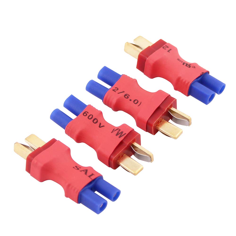 OliRC 4pcs No Wires Connector: EC2 Female to Male T-Plug Deans Style Adapter(C35-4)