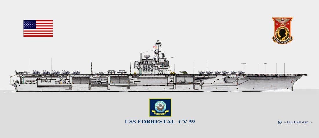 USS Forrestal CV 59 in 1970s Print