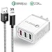 Wall Charger 2 Ports (QC 3.0 + 2 USB) and Tablet Qualcomm Quick Charging Portable Wall Charger Plug Power Adapter Smart Ports for Most Devices