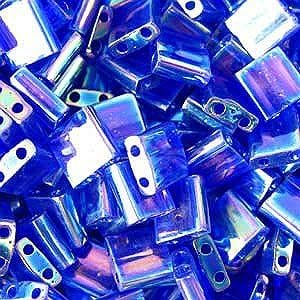 Cobalt Blue Ab Miyuki Tila Beads 7.2gm 2 Hole Seed Bead 5x5mm