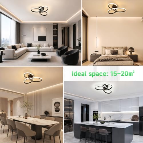 OTREN 47 cm 40 W LED Living Room Ceiling Lamp with Remote Control | 3000K-6500K, Night Light, Timer, Memory Function, Black Ceiling Light for Bedroom, Kitchen