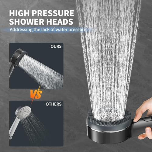 Heatsistence Filtered Shower Head with Handheld, High Pressure 5 Spray Mode Showerhead with Filters,Showerhead with ON/OFF Switch and Shower Bracket for Hard Water