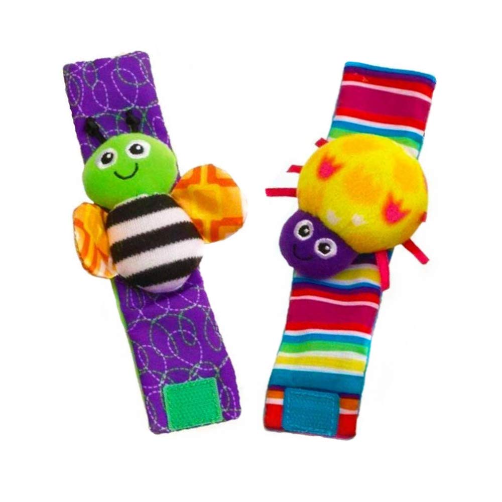 Blige SMTF Cute Animal Soft Baby Socks Toys Wrist Rattles and Foot Finders for Fun Butterflies and Lady bugs Set 4 pcs: Beauty