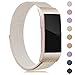 Find-MyWay Replacement Compatible with Charge 3 Bands/Charge 3 SE Metal Bands Wristband Accessory Magnetic Breathable Sport Bracelet Strap Small & Large for Women Men Silver Rose Gold 10 Colors