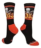 MadSportsStuff Lacrosse Socks with Lacrosse Sticks and Flaming Skull Athletic Crew Socks