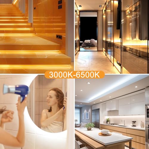 TENDIST 10M White Led Strip, 3000K-6500K Warm White to Cool White, Smart App Led Strip, 24V for Indoor Decoration (3000-6500, 10m)