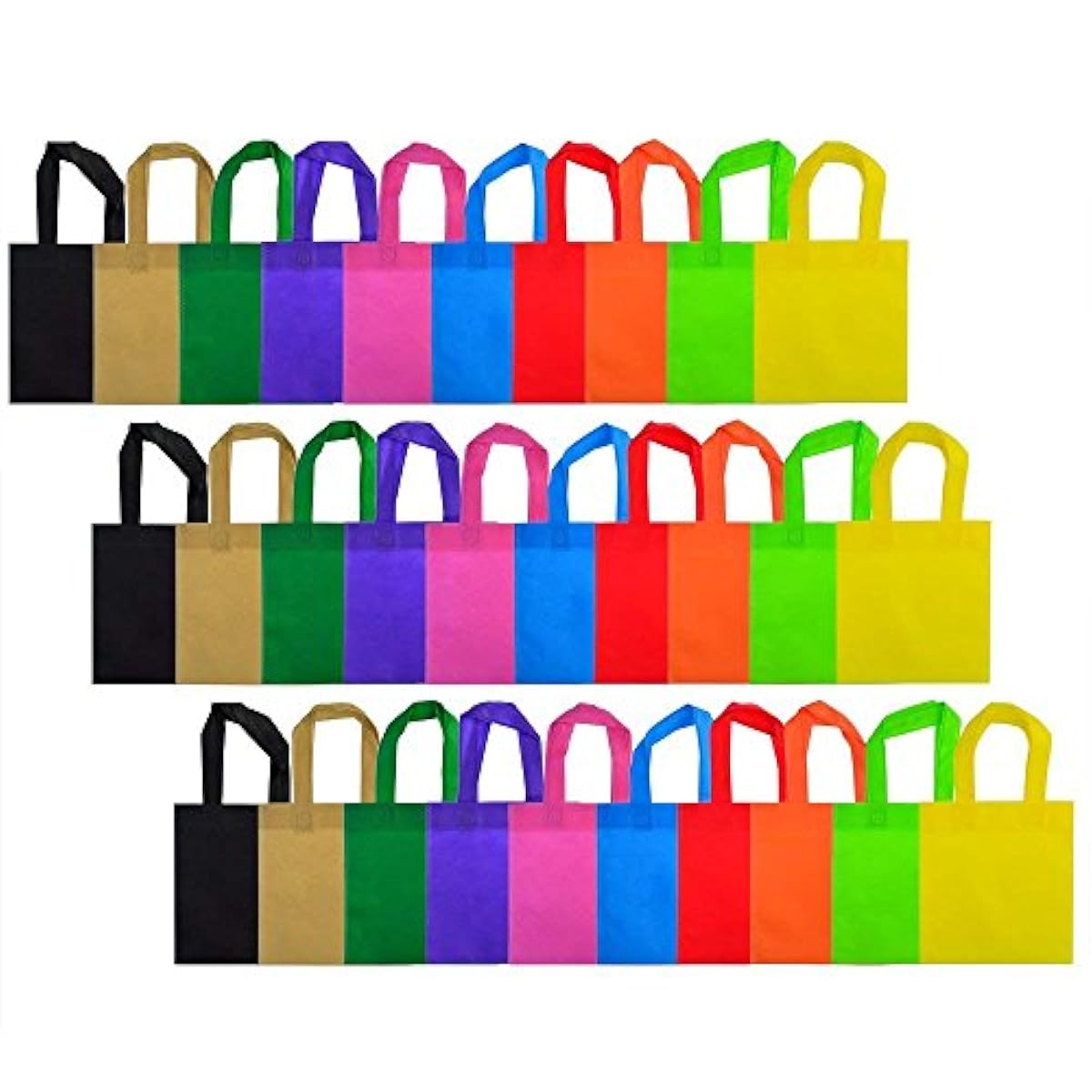 30 Pack Party Favors Gift Bags With Handles, 10 Colors 8x8" Nonwoven