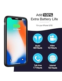 Swaller Battery Case for iPhone X Xs 10, 4100mAh Ultra Slim Portable Protective Charging Case Extended Rechargeable Battery Pack for iPhone X Xs (5.8 Inch) (Black)