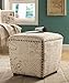 Upholstered Ottoman with Nailhead Trim Off White 501108