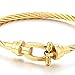 COOLSTEELANDBEYOND Stainless Steel Gold Color Twisted Cable Anchor Shackles Bangle Bracelet for Women Men
