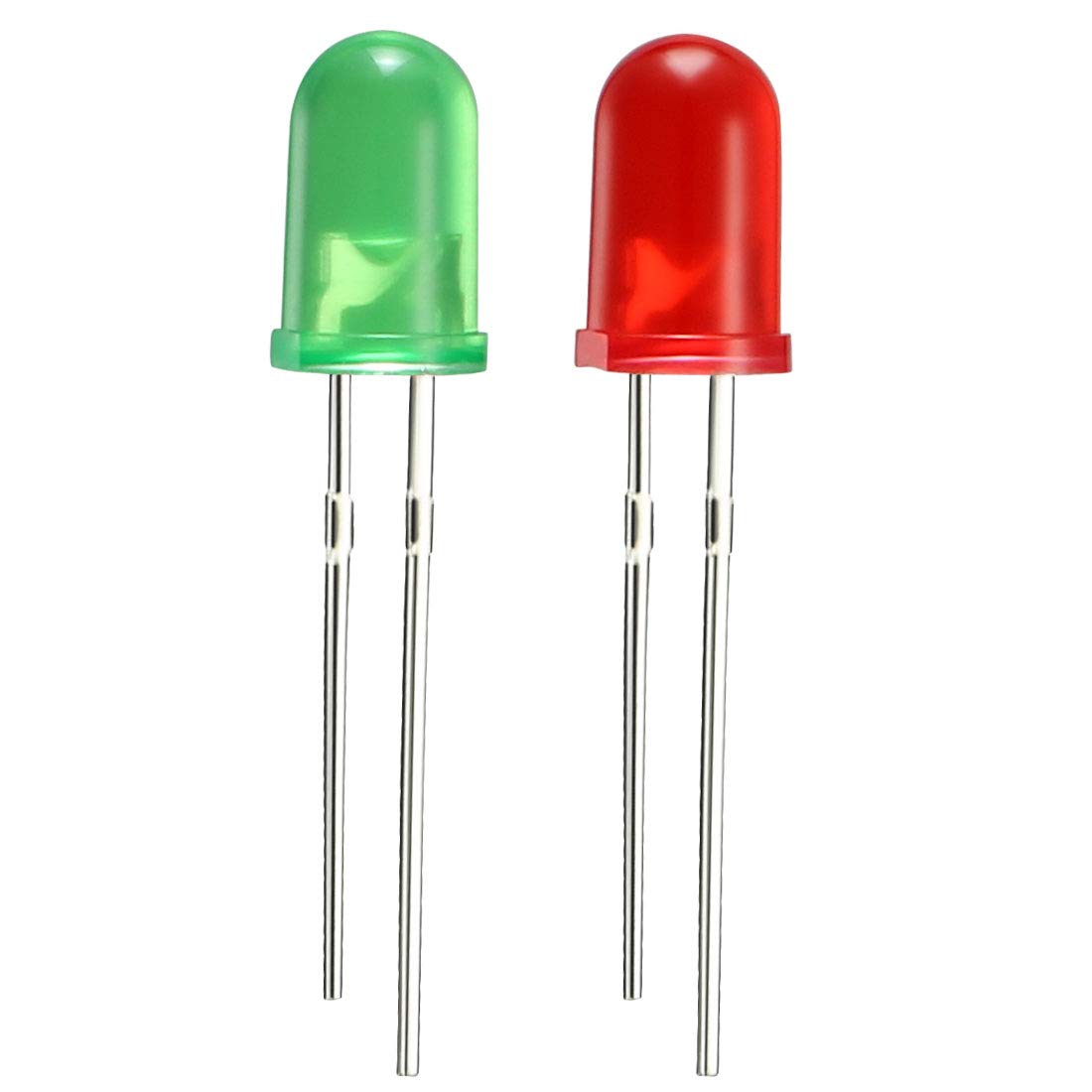sourcing map 100pcs 2 Colors x 50pcs 5mm Red Green LED Diode Lights Colored Lens Diffused Round 20mA Lighting Bulb Lamp Electronic Components Light Emitting Diodes