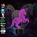 FULLOSUN Unicorn Bedside Lamp 3D Illusion Night Light,16 Colors Changing Remote Control Optical Light,Room Decor Unique Birthday for Girls Kids Toddler