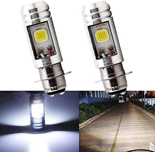 EverBrightt 2-Pack 900 Lumens White P15D COB 12W Led Replacement Bulb For Motorcycle Headlights High Low Beam