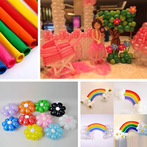 Trooer 200 Pack Balloon Animals Kit Latex Long Balloons Modeling Twisting Balloons Art Shape Animals Party Decoration