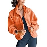 AMEBELLE Women's Cropped Fuzzy Fleece Jacket Lightweight Lined Winter Casual Warm Sherpa Jacket Coat Outerwear with Pockets