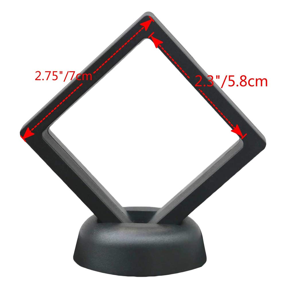 Set of 10 Challenge Coin Display Frame, 3D Floating Case with Stand, Medallion Medal Specimen Military Coin Clear Box (Black)