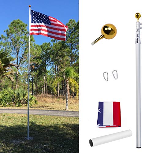 Gientan 16FT Telescopic Flag Pole, 16 Gauge Aluminum Flagpole Kit with Free 3x5 American Flag