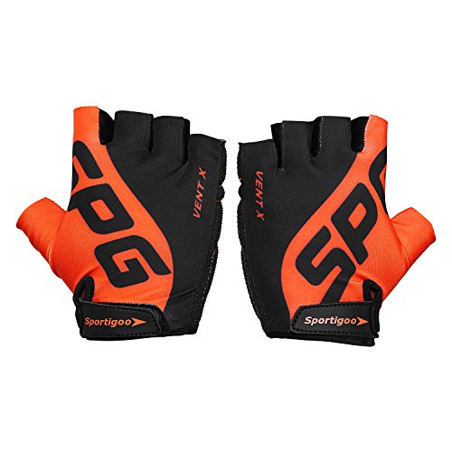 orange cycling gloves