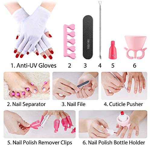 Terresa UV LED Nail Lamp, 72 Watt Nail Dryer for Gel Polish, Quick Nail Light Set with Nail Art Tools, Auto Sensor Professional Manicure Curing Lamp, 3 Timer Setting Gel Lamp for Home and Salon Use