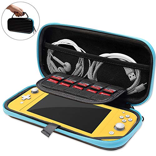 Carrying Case for Nintendo Switch Lite,Anti Blue Light Screen Protector+Soft Lining+Hard Travel Game Cover 2019 with 10 Card Slots for Switch Lite Games & Accessories (Black)