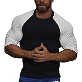 GYMAPE Mens Tapered Henley Shirts with Raglan 3/4 Sleeve