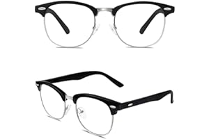Happy Store Retro Fake Non Prescription Glasses Clear Lens UV400 Matte Black,CN56