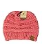 NYfashion101 Exclusive Unisex Two Tone Warm Cable Knit Thick Slouch Beanie Cap, 2 Tone Coral