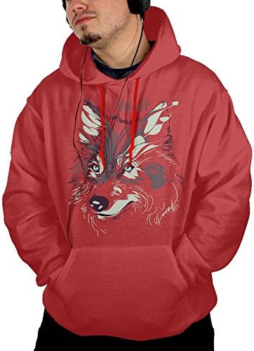 Men's I Just Really Like Wolf Tour Cool Hoodie Hooded Sweatshirt Size S Red