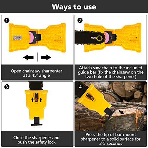 Baban Chainsaw Sharpener Universal Chain Saw Blade Sharpener, Fast Sharping Stone Grinder Tools Chain Saw Blade Sharpener Compatible with 14 16 18 20 Inch, with Extra Whetstones