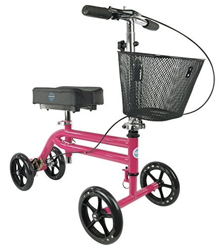 KneeRover Steerable Knee Scooter Knee Walker Crutch Alternative in HOT PINK