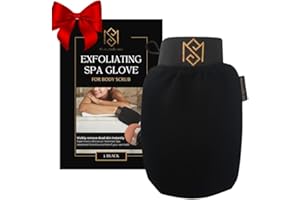 MS Exfoliating Glove Kessa Mitt Body Scrubber - Dead Skin Remover Shower Glove for Dead Skin Scrubbing and Deep Pore Cleansing - by MoroccanSource (1 Pack Black)